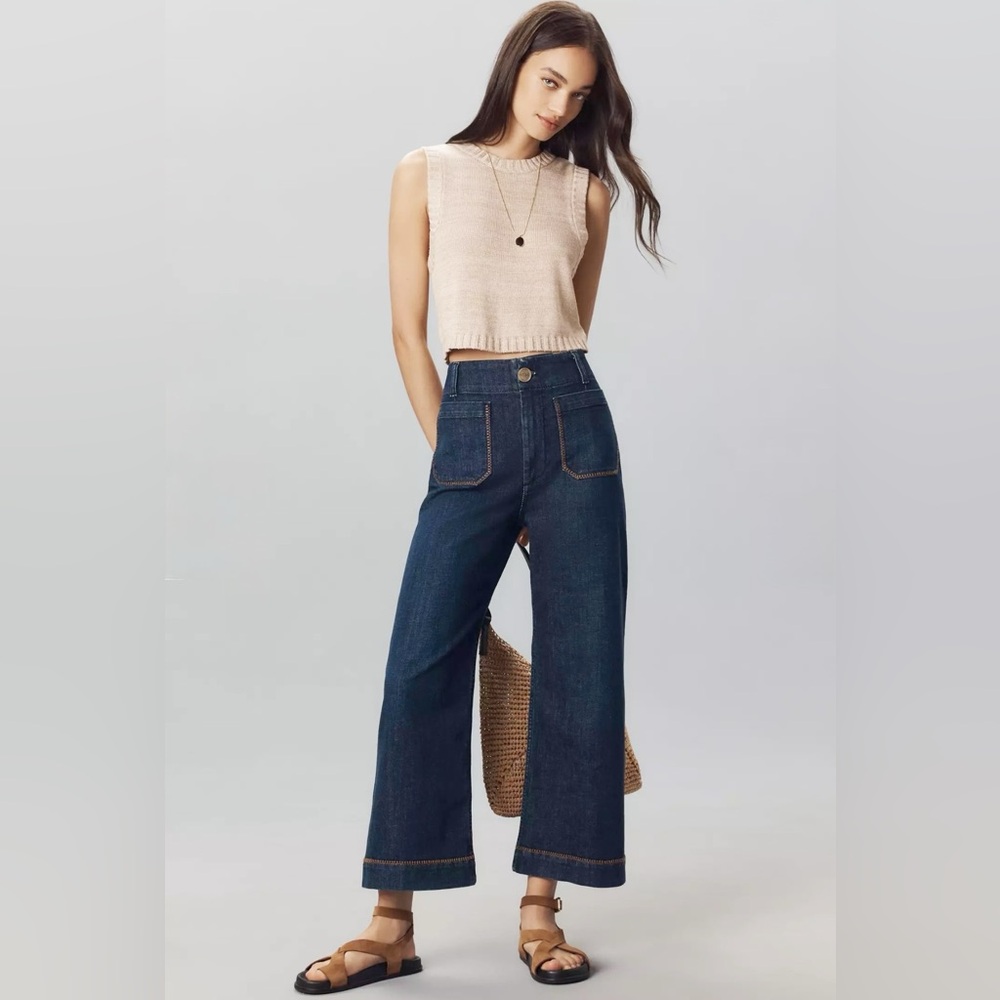 Maeve Dark Blue Wide-Leg Jeans